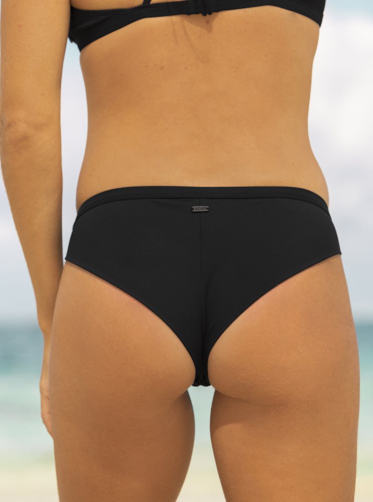 Dark Grey Women\'s Roxy Pro The Snap Turn Cheeky Bikini Bottoms | USA YJNK-81053