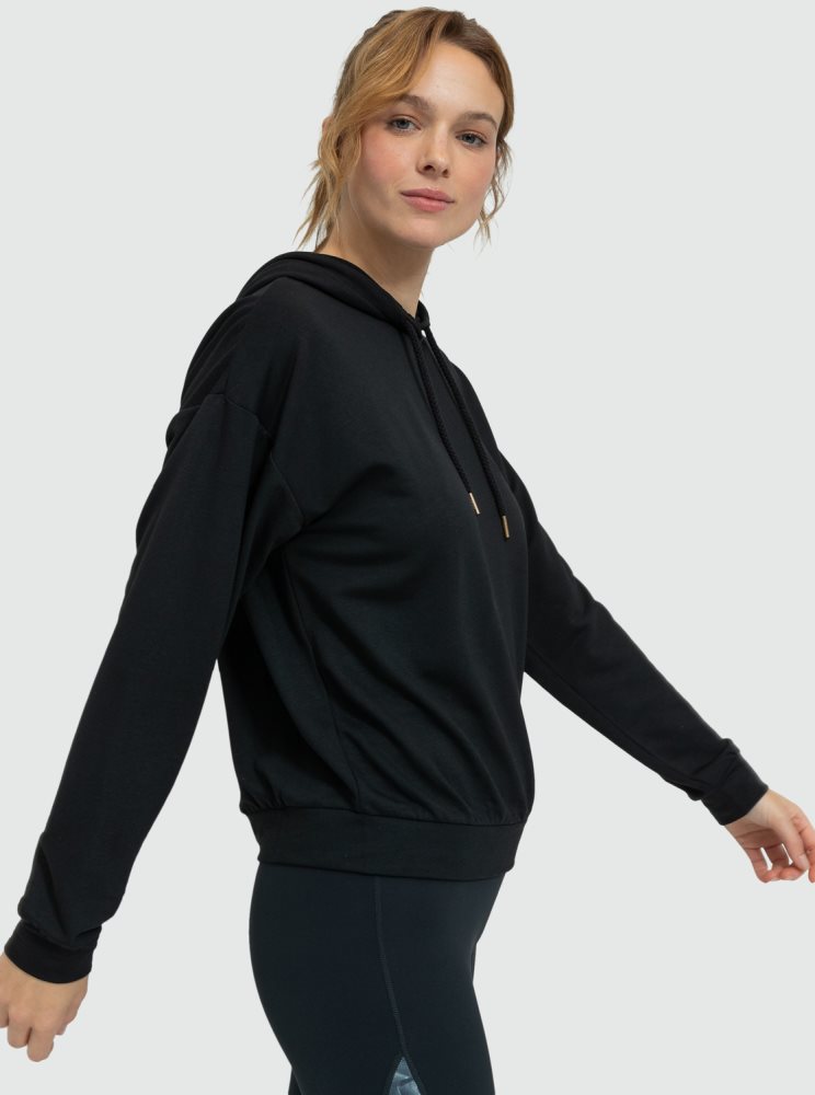 Dark Grey Women's Roxy Surfing By Moonlight Long Sleeve Lounge Hoodie | USA UQHT-96401