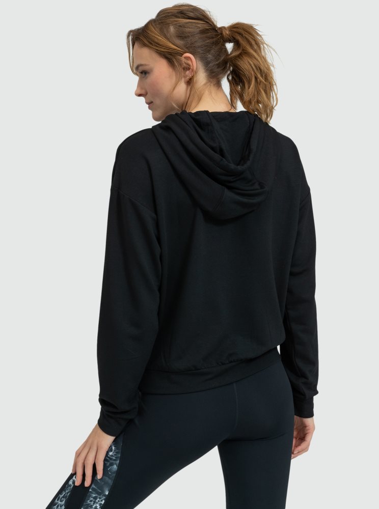 Dark Grey Women's Roxy Surfing By Moonlight Long Sleeve Lounge Hoodie | USA UQHT-96401