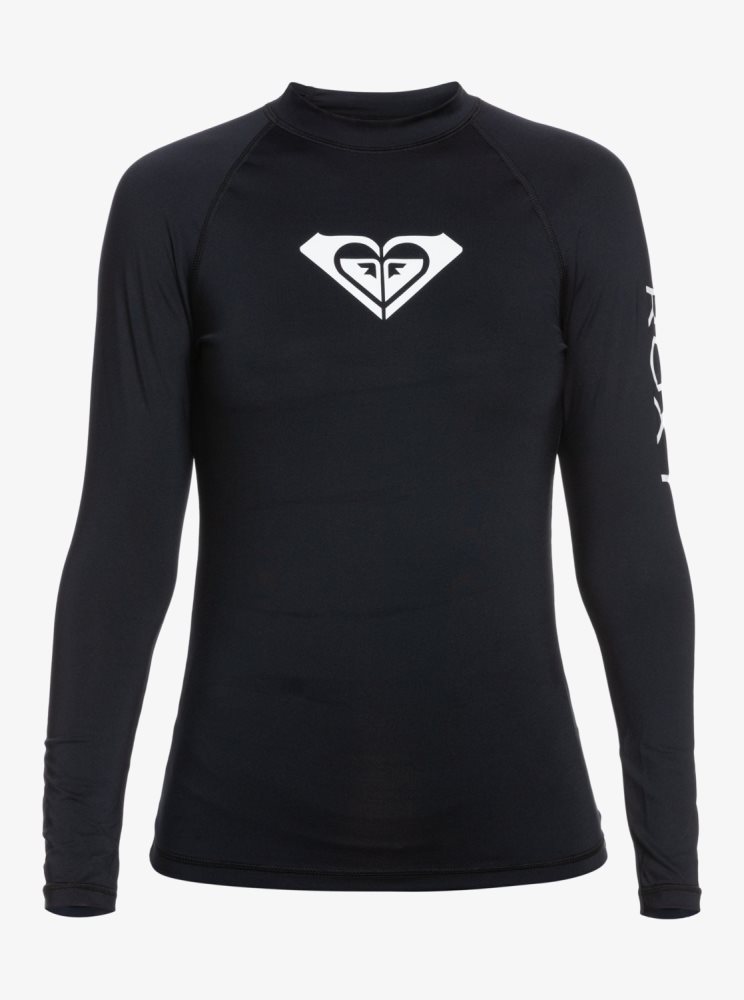 Dark Grey Women's Roxy Whole Hearted Long Sleeve UPF 50 Rashguards | USA HRQV-51498