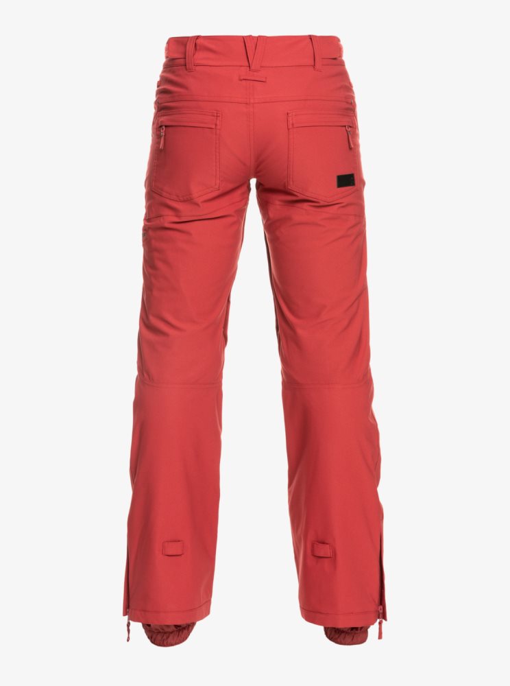 Dark Red Women's Roxy Cabin Slim Fit Snow Pants | USA WYJU-96137