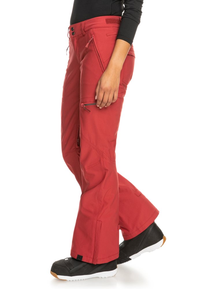 Dark Red Women's Roxy Cabin Slim Fit Snow Pants | USA WYJU-96137