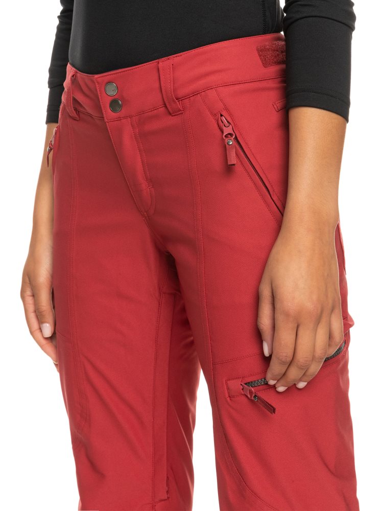 Dark Red Women's Roxy Cabin Slim Fit Snow Pants | USA WYJU-96137