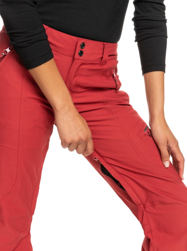 Dark Red Women's Roxy Cabin Slim Fit Snow Pants | USA WYJU-96137