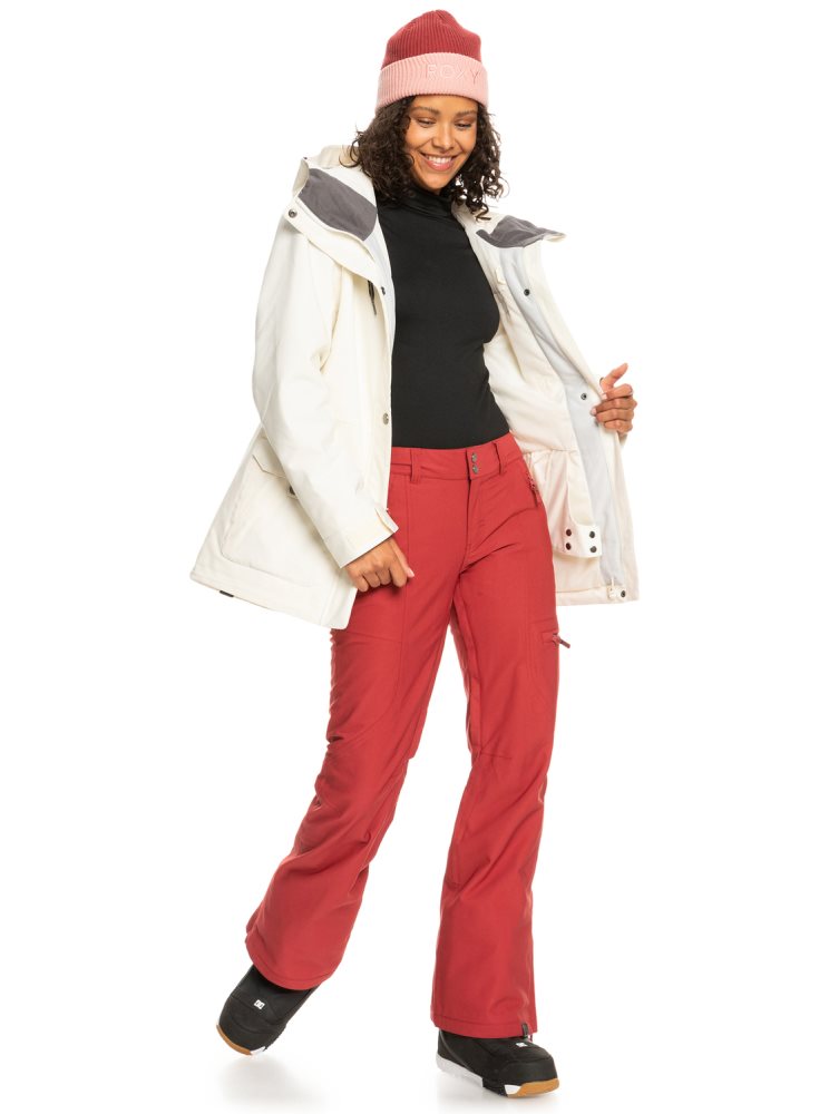 Dark Red Women's Roxy Cabin Slim Fit Snow Pants | USA WYJU-96137