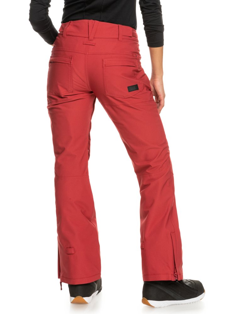 Dark Red Women's Roxy Cabin Slim Fit Snow Pants | USA WYJU-96137