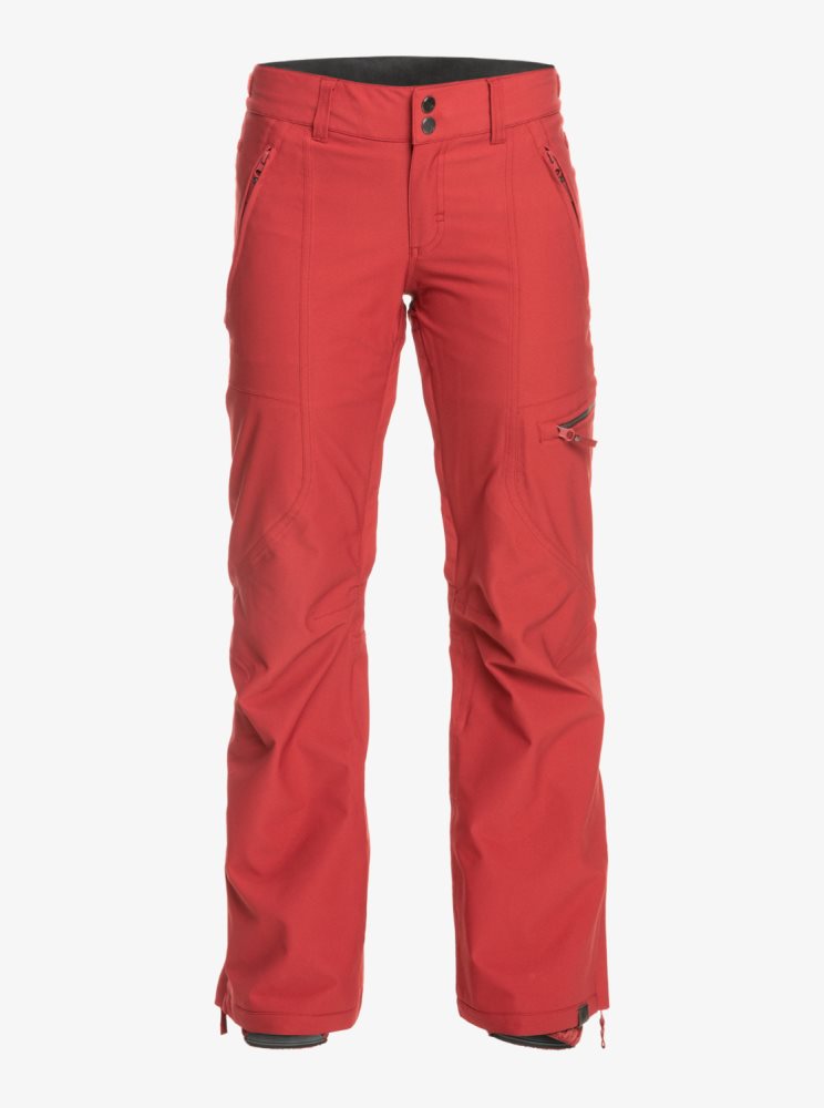 Dark Red Women's Roxy Cabin Slim Fit Snow Pants | USA WYJU-96137