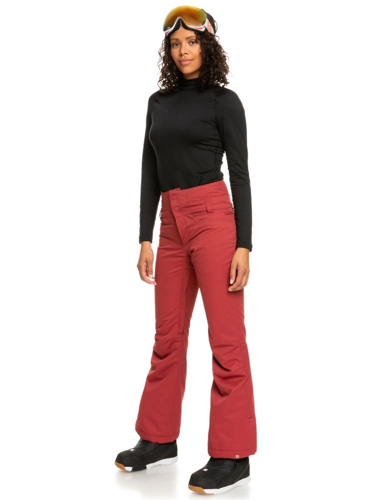 Dark Red Women's Roxy Diversion Insulated Snow Pants | USA AMUH-72503