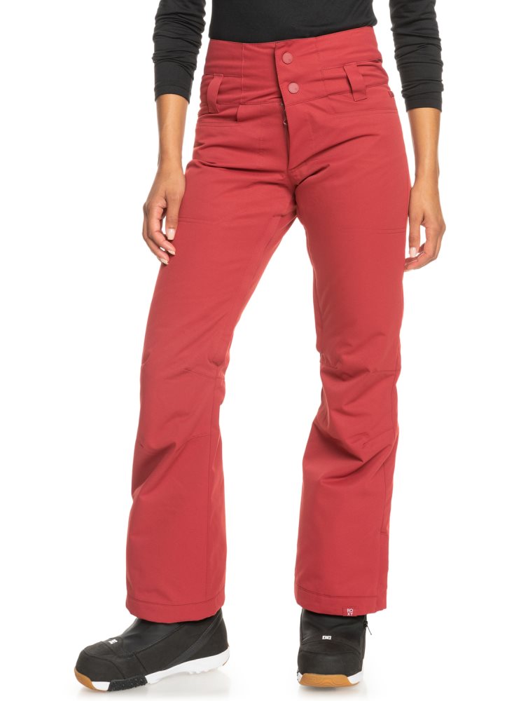 Dark Red Women\'s Roxy Diversion Insulated Snow Pants | USA AMUH-72503