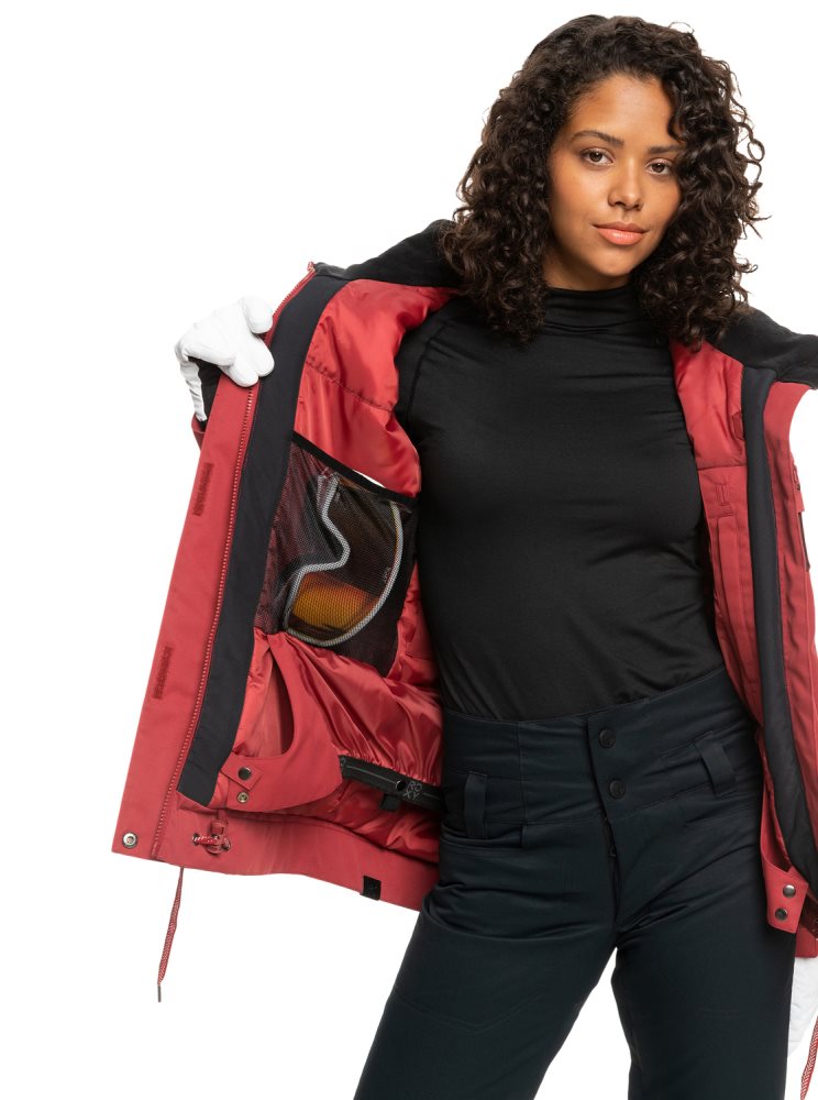 Dark Red Women's Roxy Meade Insulated Ski Jackets | USA YIJS-78293