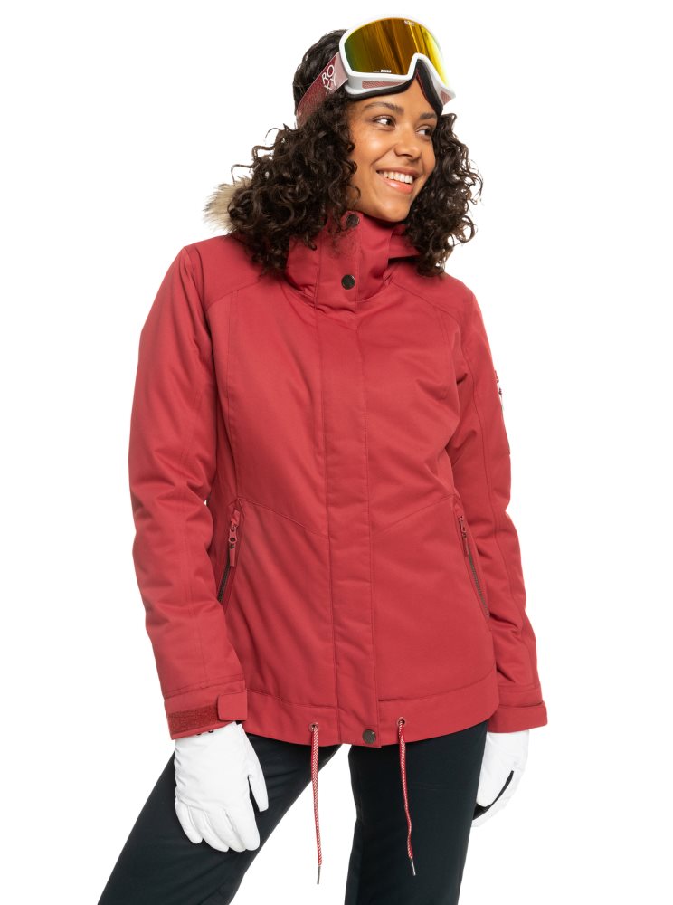 Dark Red Women's Roxy Meade Insulated Ski Jackets | USA YIJS-78293