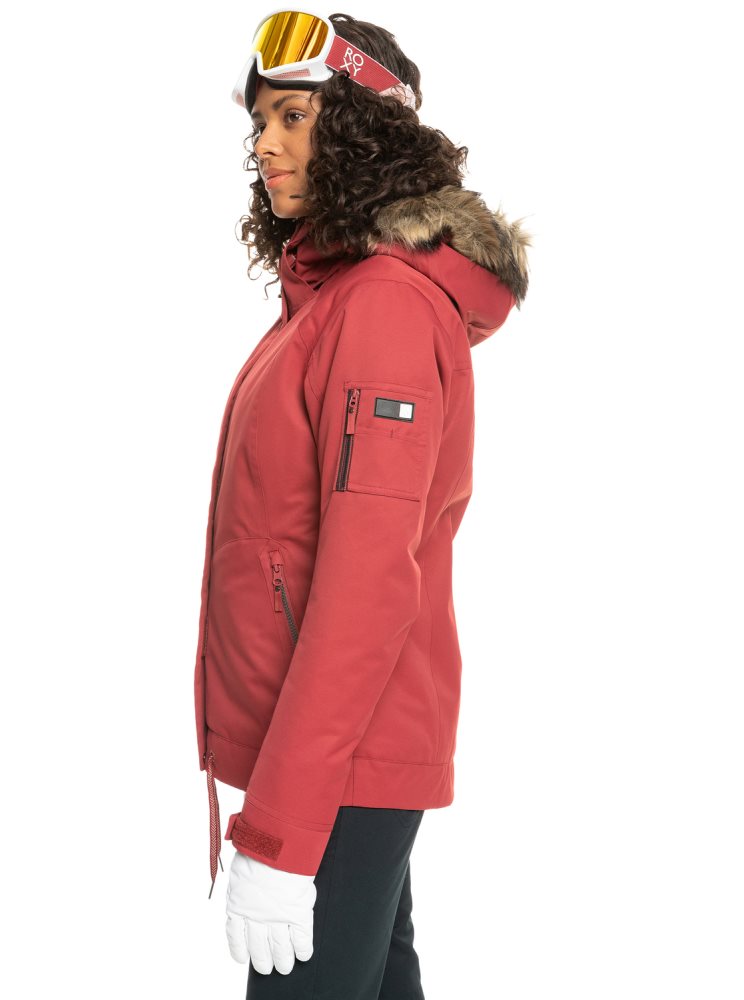 Dark Red Women's Roxy Meade Insulated Ski Jackets | USA YIJS-78293