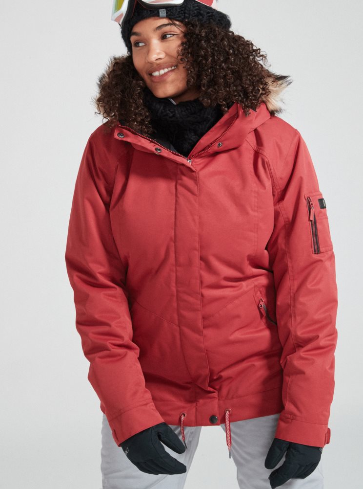 Dark Red Women\'s Roxy Meade Insulated Ski Jackets | USA YIJS-78293