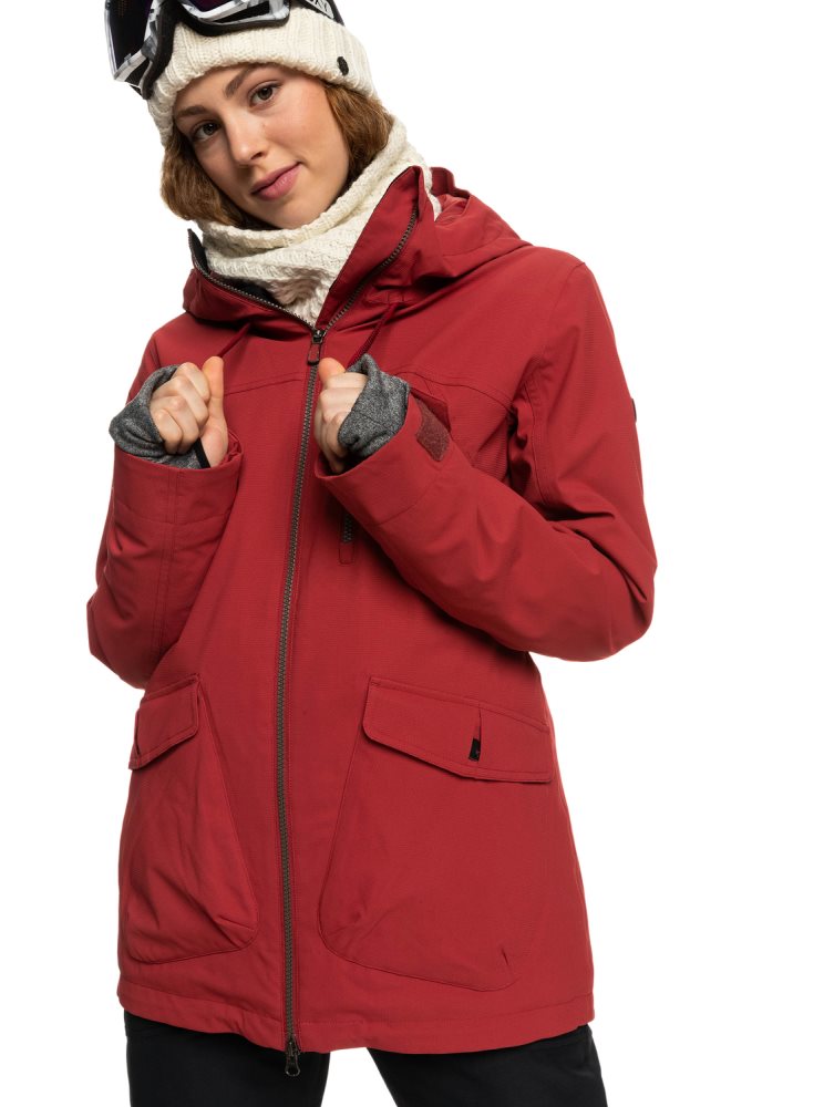 Dark Red Women's Roxy Stated WarmLink Ski Jackets | USA TEWA-41206