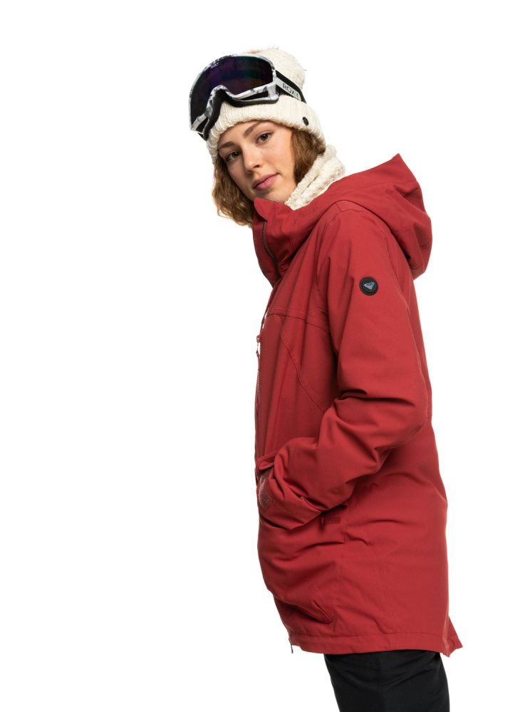 Dark Red Women's Roxy Stated WarmLink Ski Jackets | USA TEWA-41206