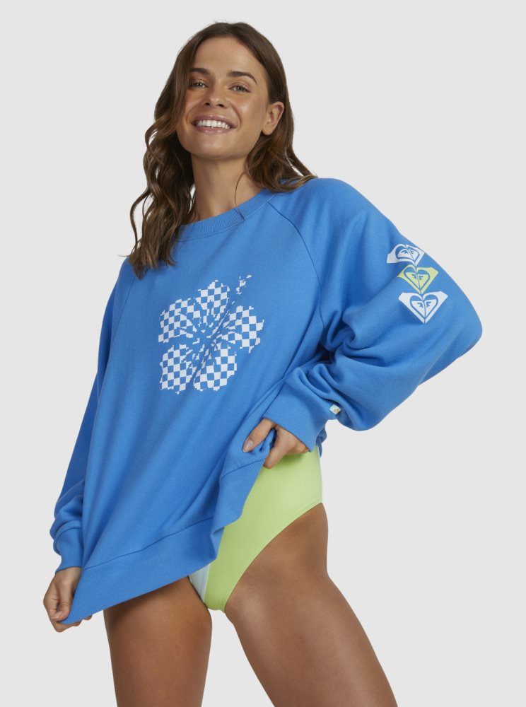 Deep Blue Women's Roxy Digi High Sweatshirts | USA WEPV-56794