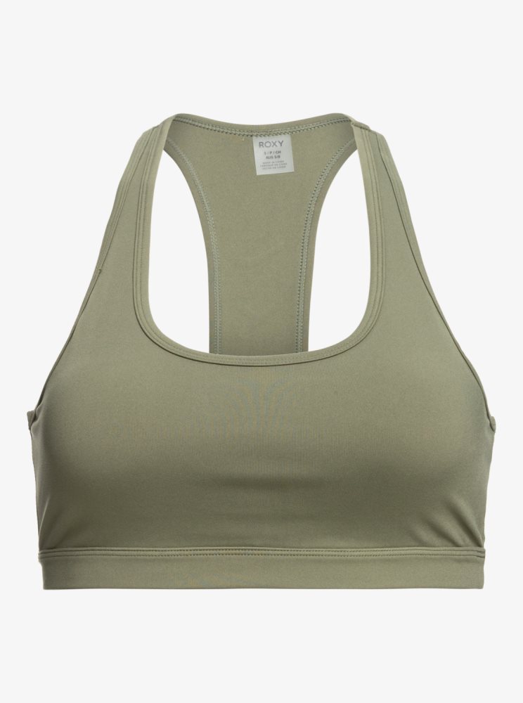 Deep Green Women's Roxy Back To You 2 Racerback Sports Bra | USA DNYZ-16345