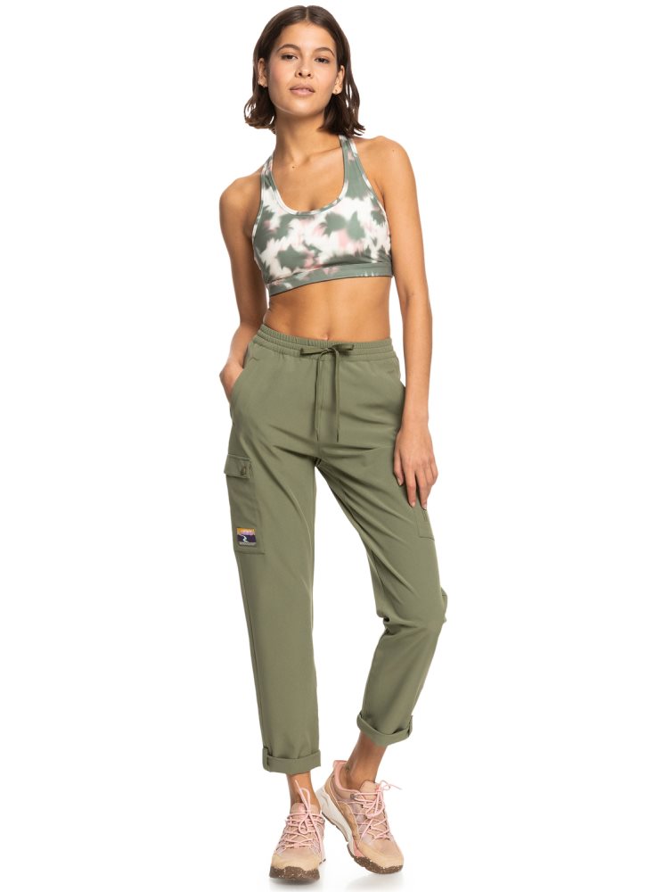 Deep Green Women's Roxy Back To You Printed Racerback Sports Bra | USA OCMX-10759