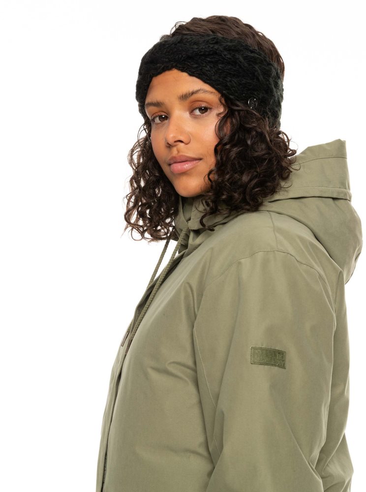 Deep Green Women's Roxy Dawn View Insulated Hooded Parka Jackets | USA SBYQ-68015