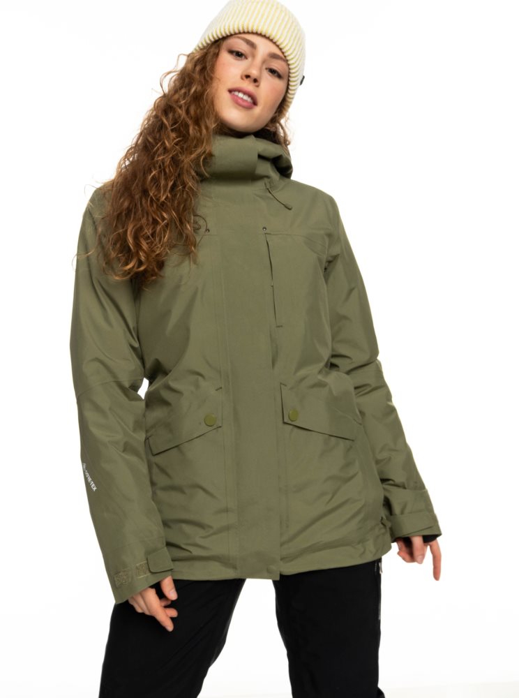 Deep Green Women\'s Roxy GORE-TEX® Glade Insulated Ski Jackets | USA DXYV-57816