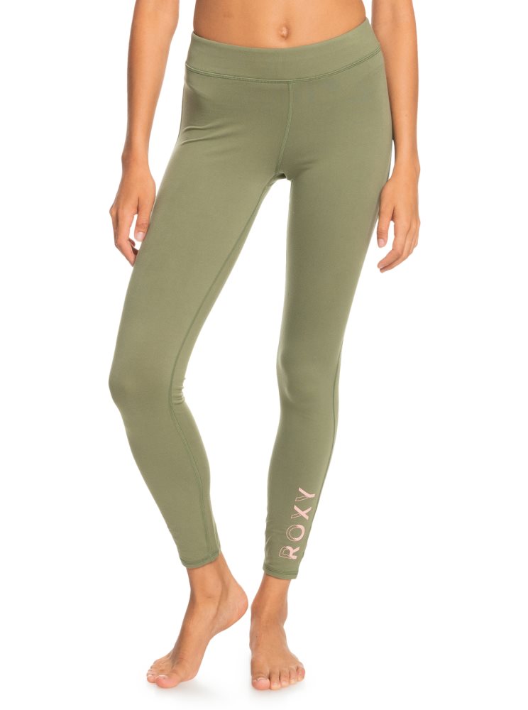 Deep Green Women's Roxy Good Morning Midnight Workout Leggings | USA LCAT-59710