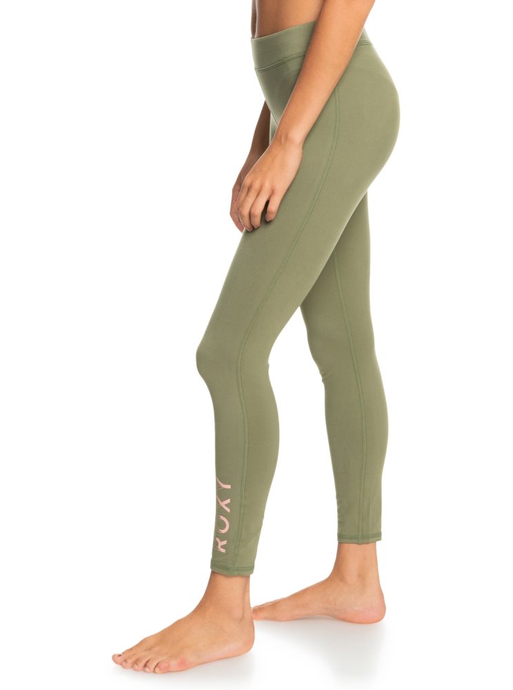 Deep Green Women's Roxy Good Morning Midnight Workout Leggings | USA LCAT-59710