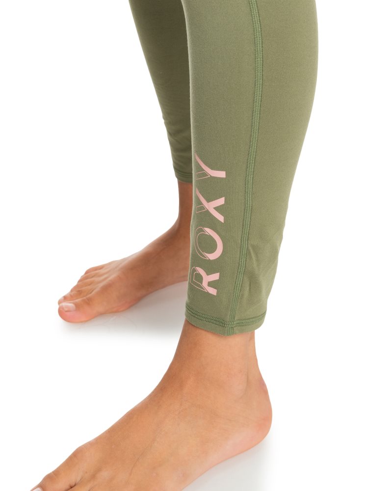 Deep Green Women's Roxy Good Morning Midnight Workout Leggings | USA LCAT-59710