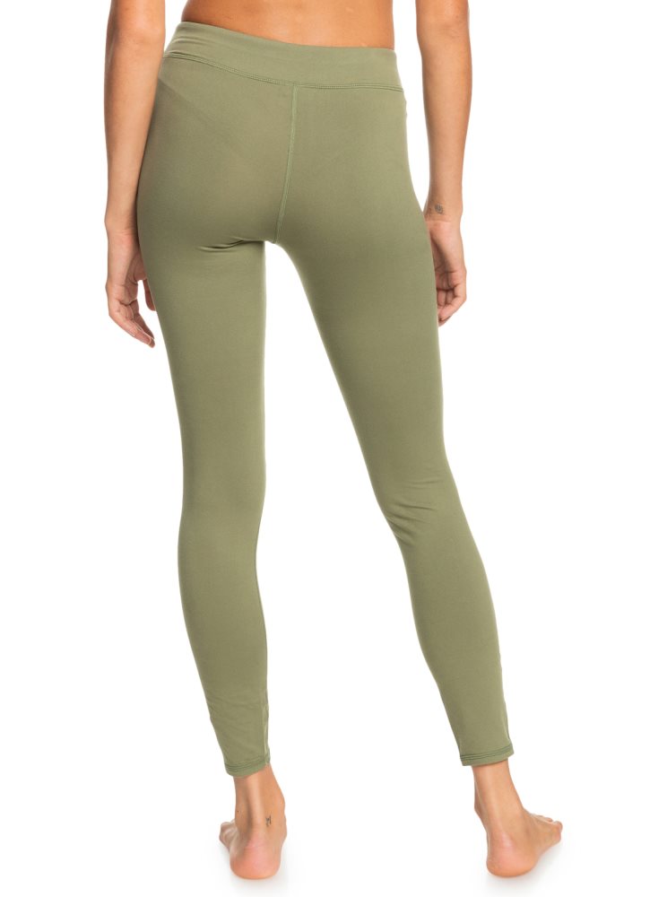 Deep Green Women's Roxy Good Morning Midnight Workout Leggings | USA LCAT-59710