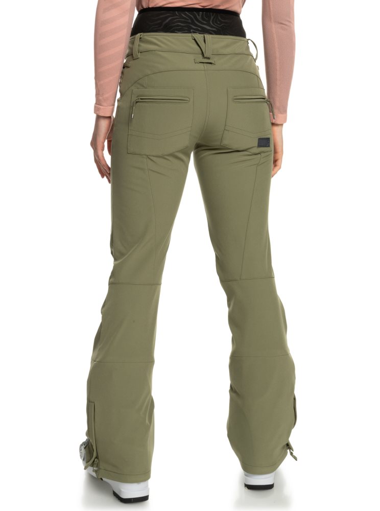 Deep Green Women's Roxy Rising High Shell Snow Pants | USA ZUPD-07846