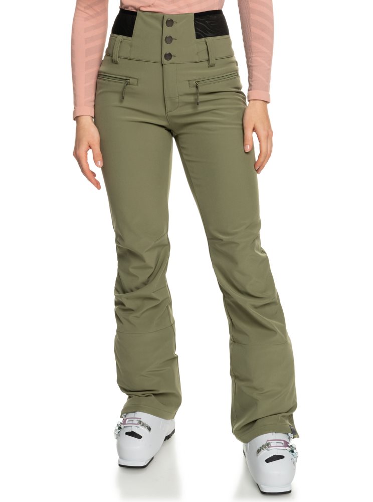 Deep Green Women\'s Roxy Rising High Shell Snow Pants | USA ZUPD-07846