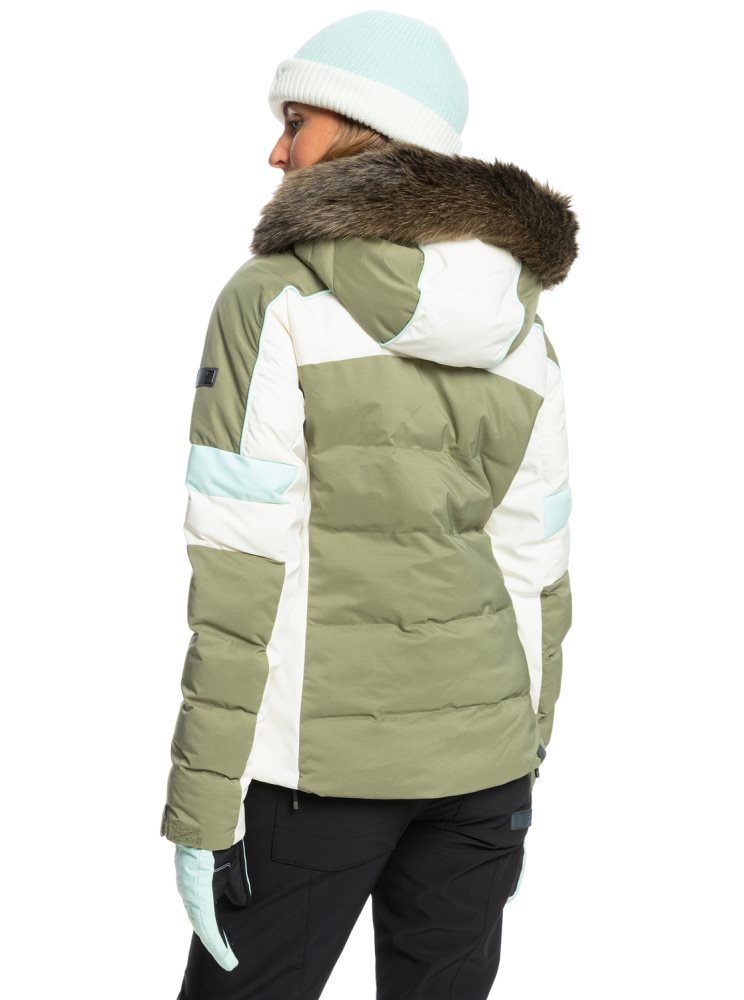 Deep Green Women's Roxy Snow Blizzard Insulated Ski Jackets | USA DXER-31690