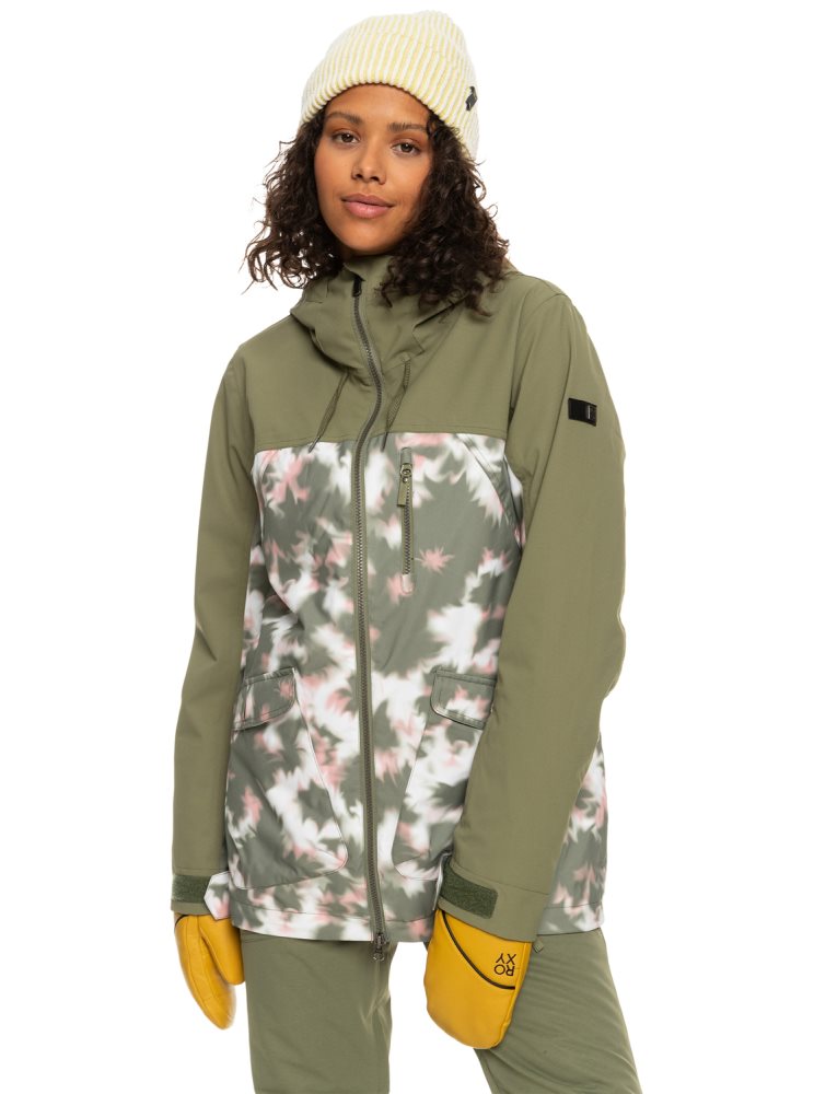 Deep Green Women's Roxy Stated Insulated Ski Jackets | USA TKGA-46917