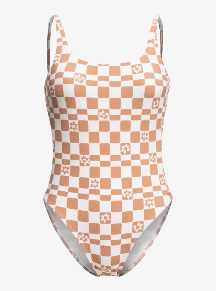 Flower Women's Roxy Check It One Piece Swimsuits | USA IGYK-84293