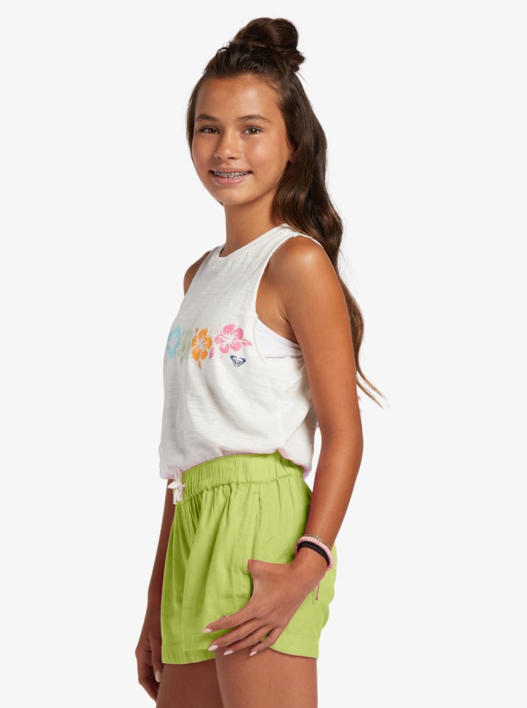 Green Kids' Roxy 4-16 Una Mattina Elastic Waist Shorts | USA KEYI-28569