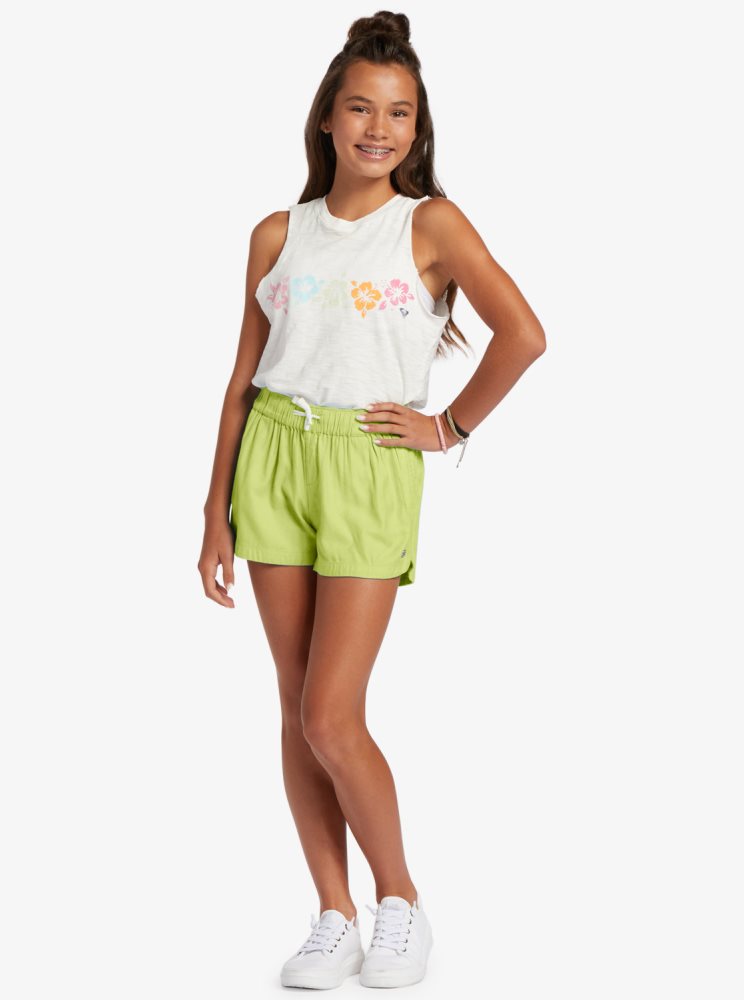 Green Kids' Roxy 4-16 Una Mattina Elastic Waist Shorts | USA KEYI-28569