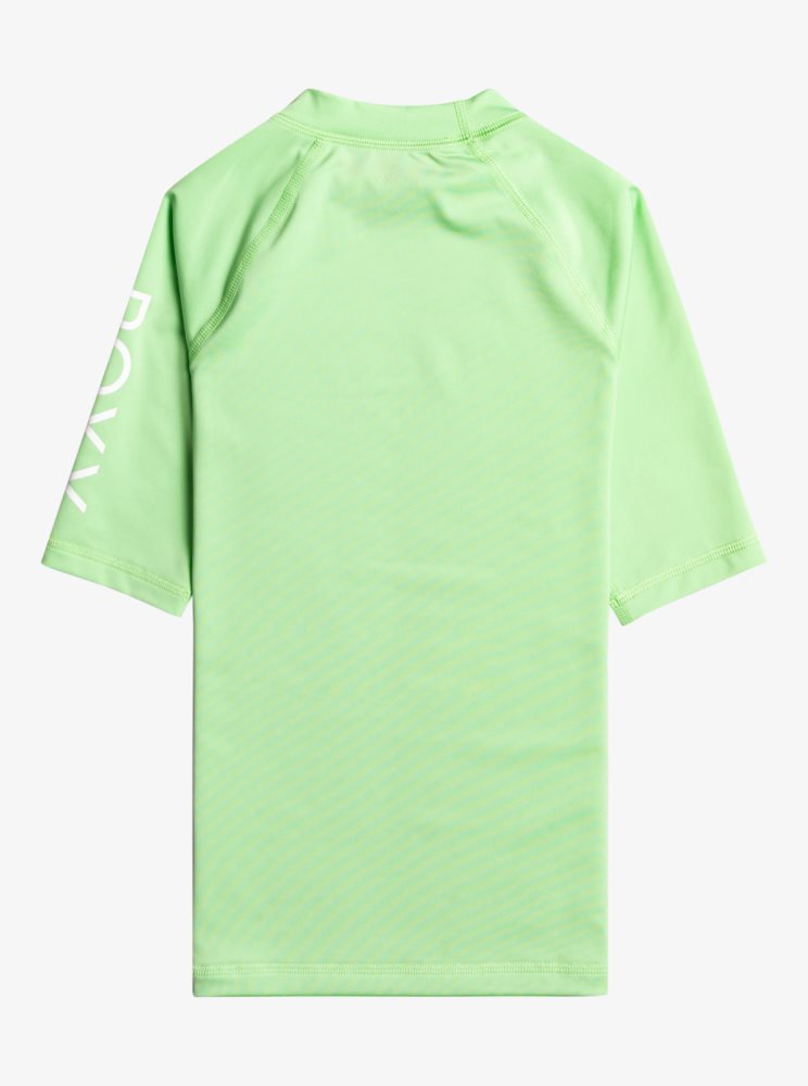 Green Kids' Roxy 7-16 Wholehearted UPF 50 Short Sleeve Rashguards | USA YEXK-39681