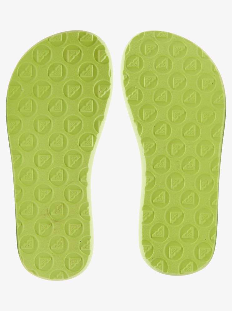 Green / Pink Kids' Roxy 4-16 Vista Loreto Flip Flops | USA ETPD-54926