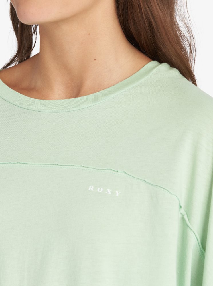 Green Women's Roxy Blocky Beach T Shirts | USA KBTG-62139