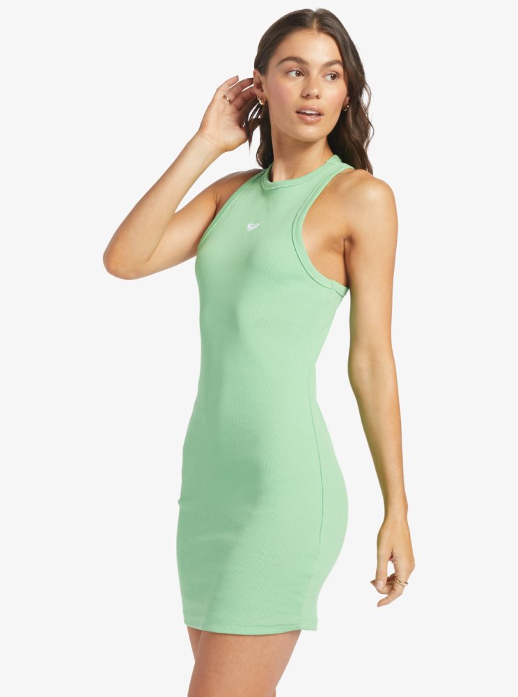 Green Women's Roxy Bright Boardwalk High Knit Dress | USA HDWJ-40925