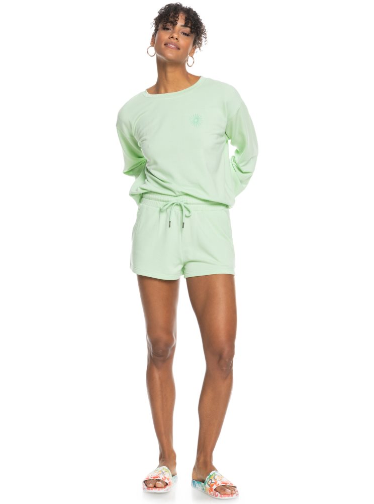 Green Women's Roxy Check Out Sweat Shorts | USA YUIZ-42176