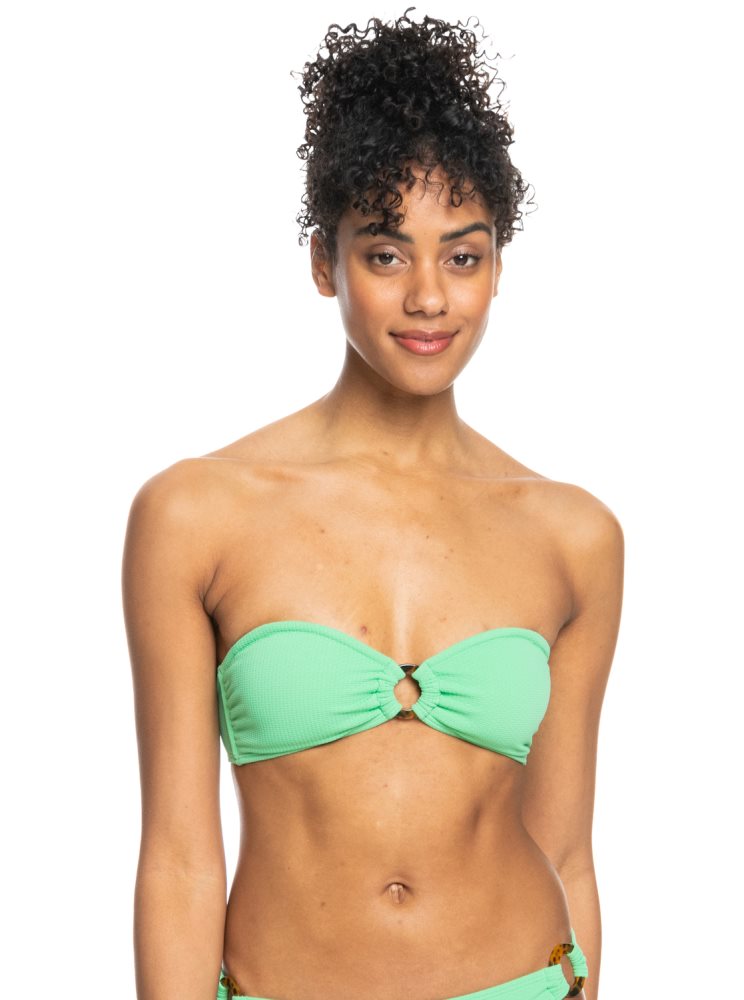 Green Women's Roxy Color Jam Bandeau Bikini Tops | USA UBHE-65178