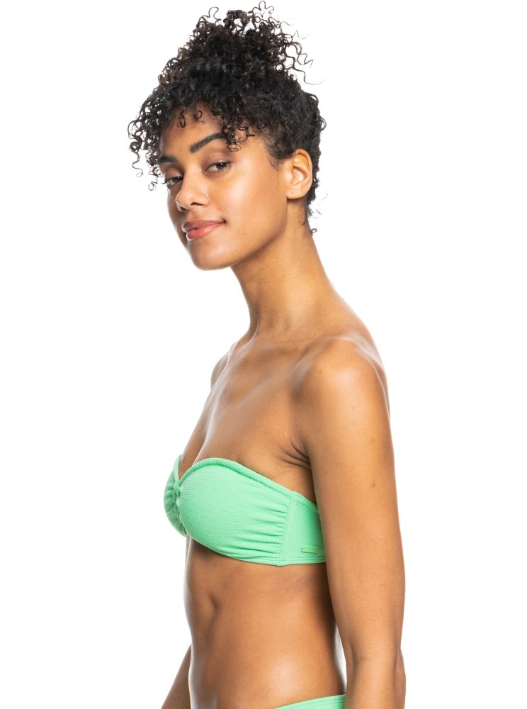 Green Women's Roxy Color Jam Bandeau Bikini Tops | USA UBHE-65178