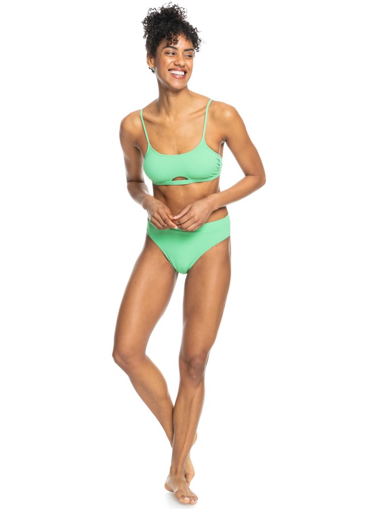 Green Women's Roxy Color Jam Bralette Bikini Tops | USA TKCI-01386