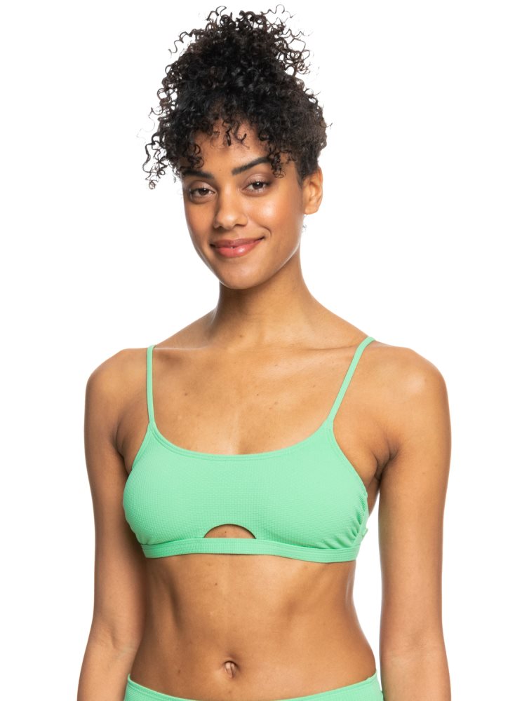 Green Women\'s Roxy Color Jam Bralette Bikini Tops | USA TKCI-01386