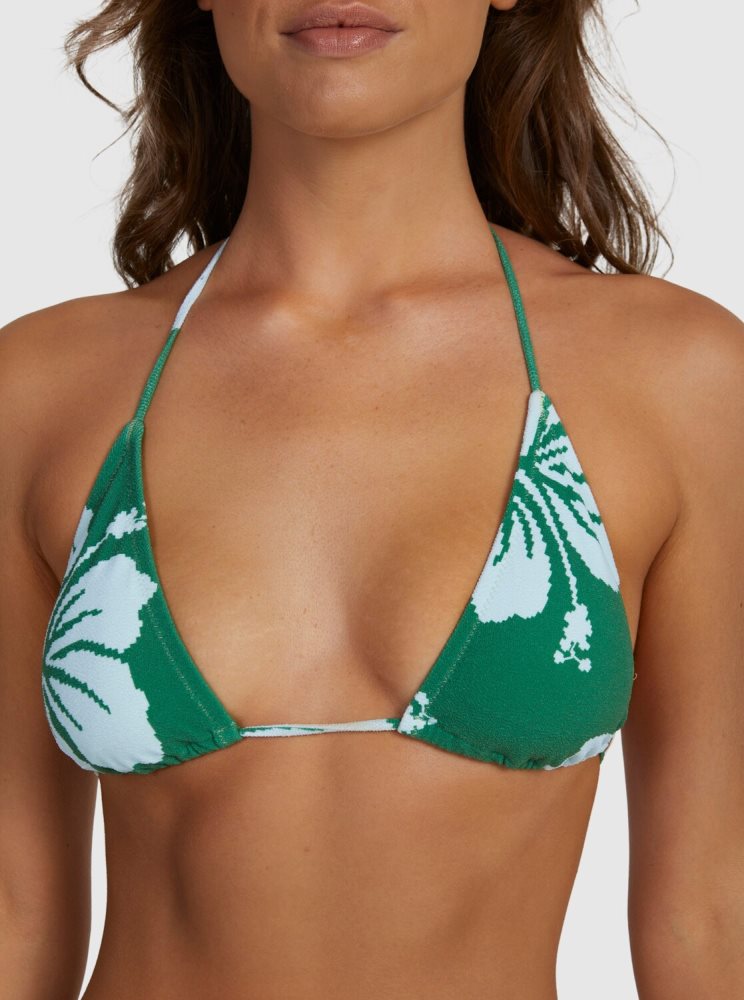 Green Women's Roxy Digi High Tiki Triangle Bikini Tops | USA LBYU-10739