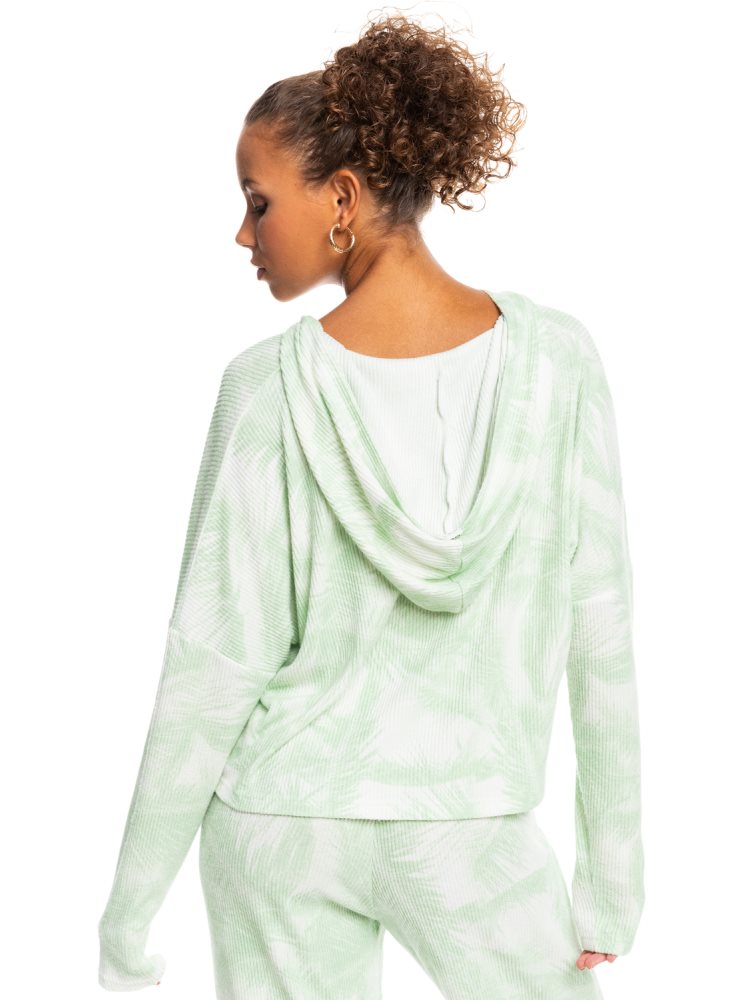 Green Women's Roxy Endless Daze Rib Pullover Hoodie | USA MNQH-14372