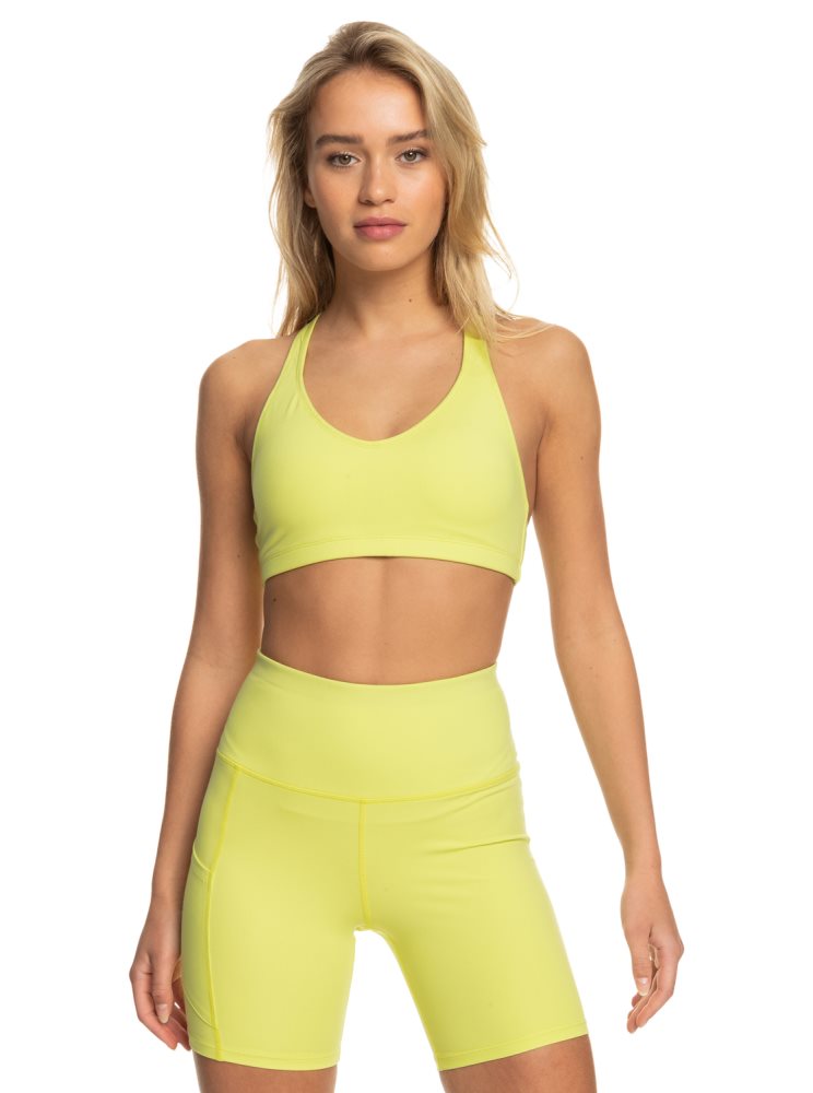 Green Women's Roxy Heart Into It Sports Bra | USA RKJQ-42058