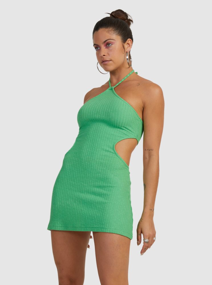 Green Women's Roxy Izabella Halter Dress | USA FYXN-08517