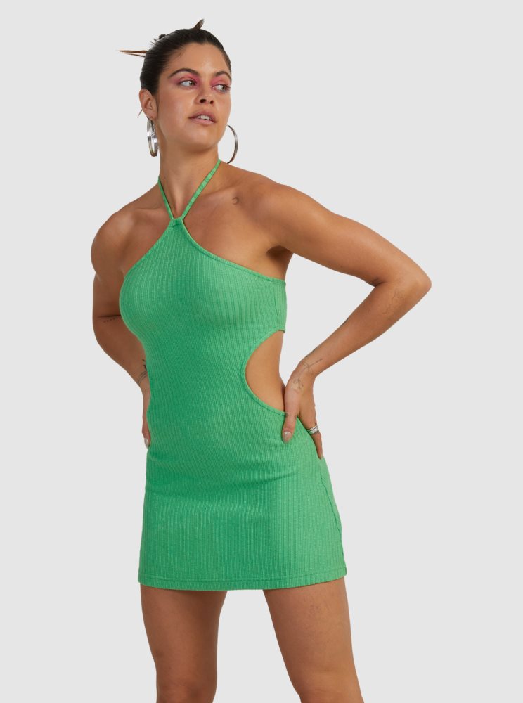 Green Women's Roxy Izabella Halter Dress | USA FYXN-08517