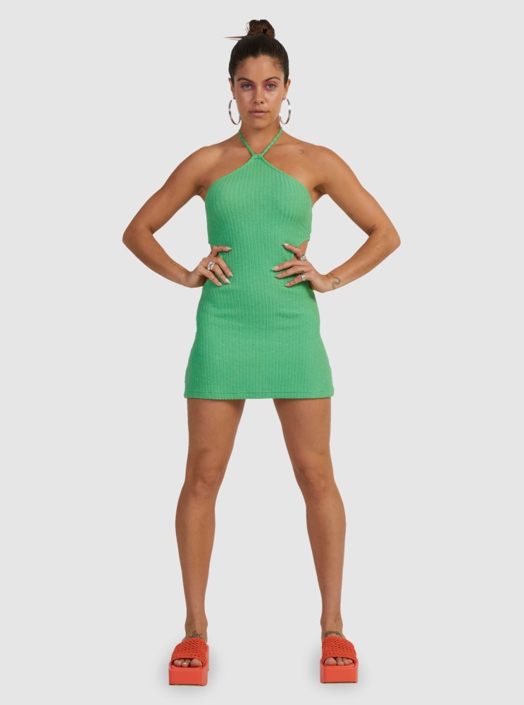 Green Women's Roxy Izabella Halter Dress | USA FYXN-08517